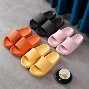 Non-slip unisex slippers with an ergonomically thick sole