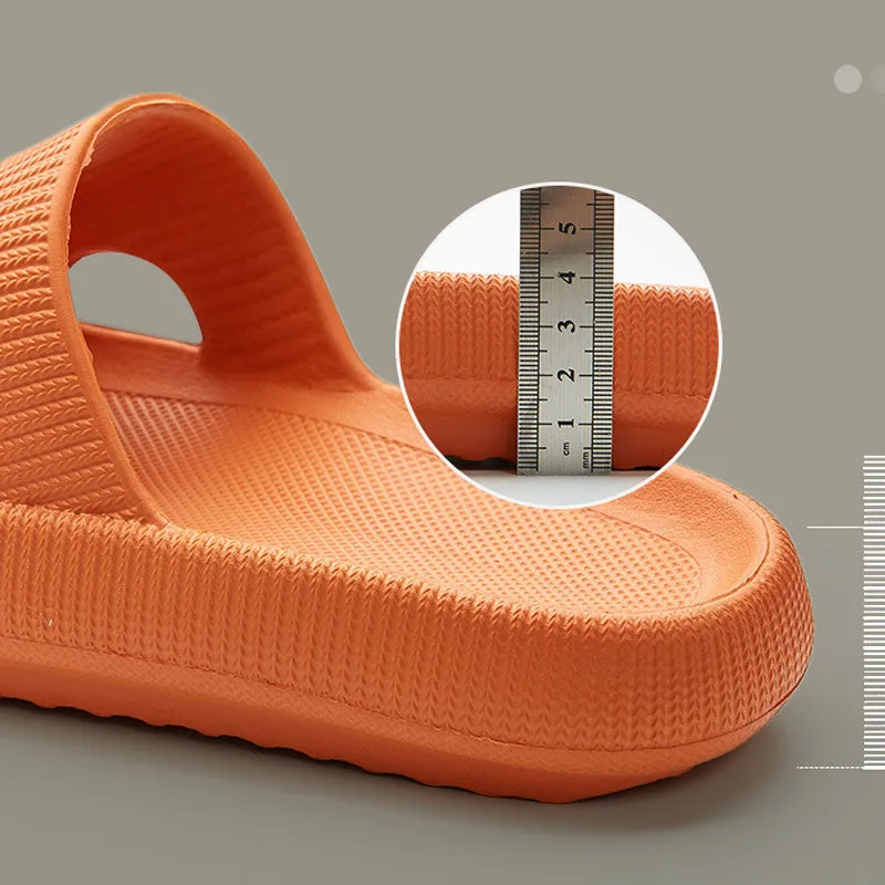 Non-slip unisex slippers with an ergonomically thick sole