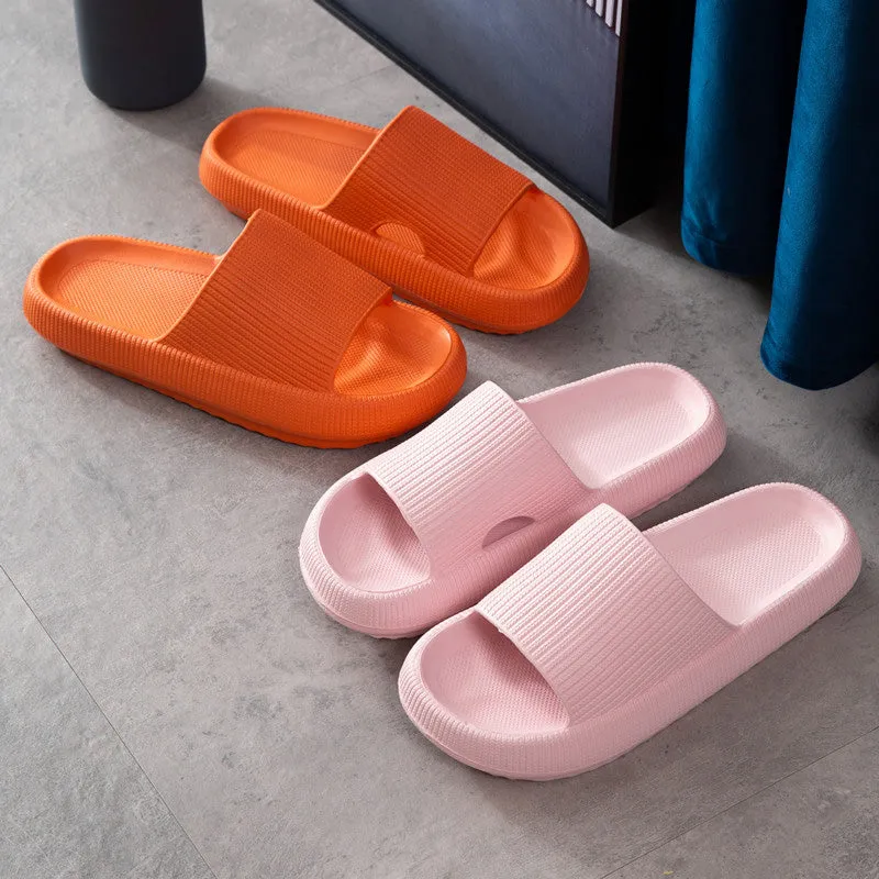 Non-slip unisex slippers with an ergonomically thick sole