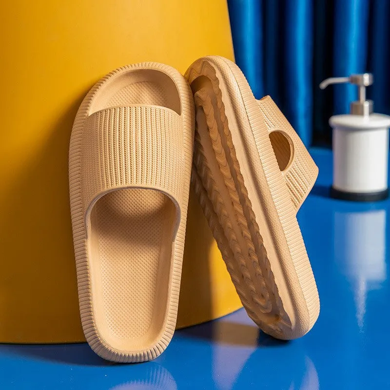 Non-slip unisex slippers with an ergonomically thick sole