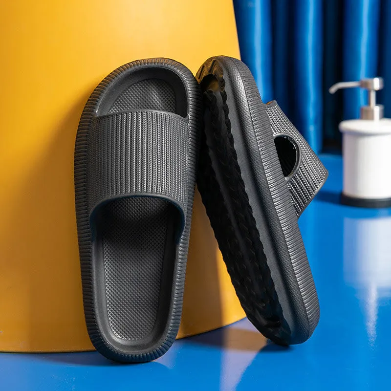 Non-slip unisex slippers with an ergonomically thick sole