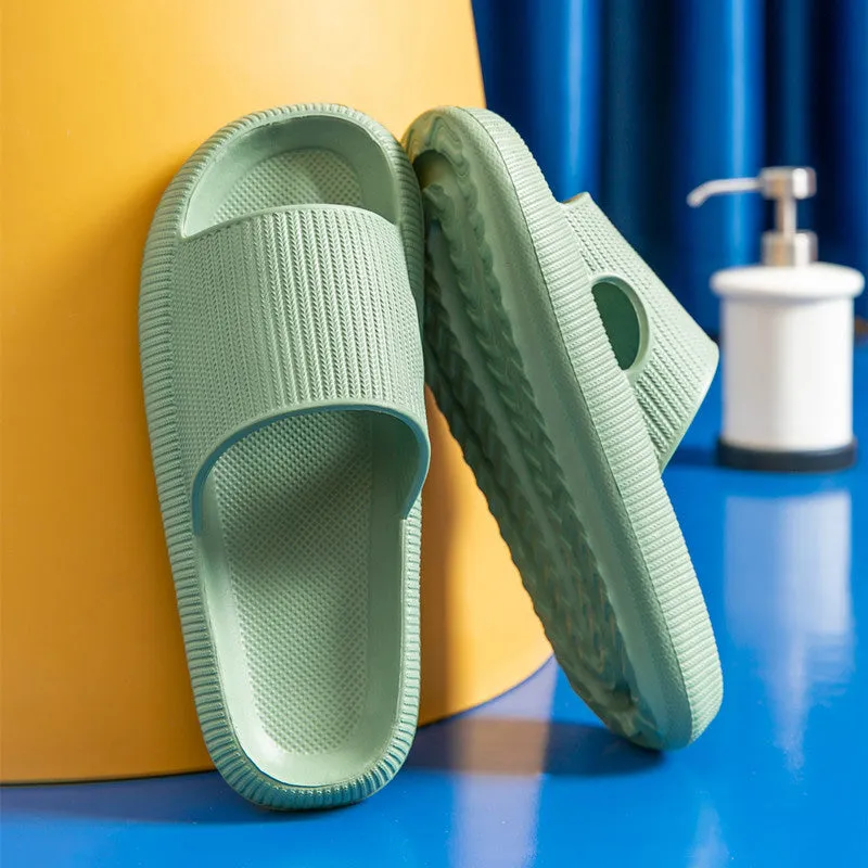 Non-slip unisex slippers with an ergonomically thick sole