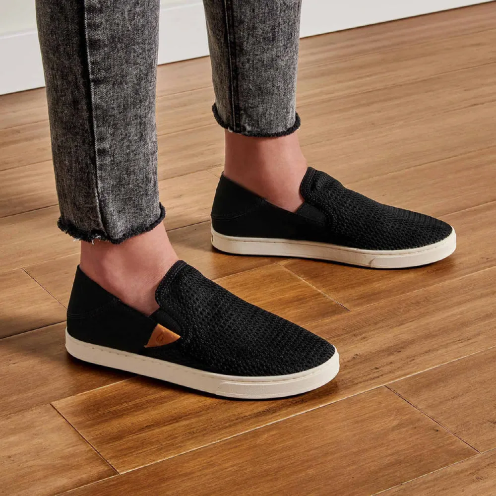 OluKai Women's Pehuea Mesh Slip On Sneaker (Black)