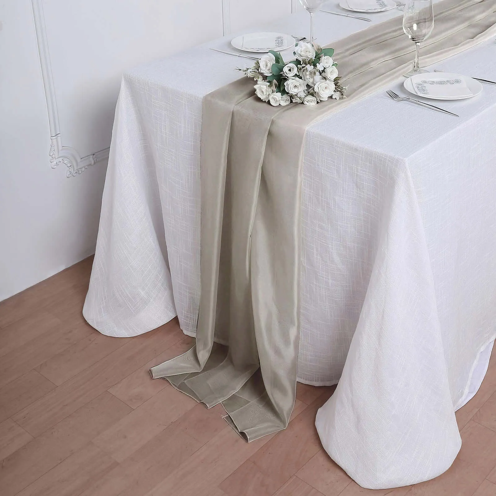 Premium Chiffon Table Runner 6ft Natural - Lightweight Table Linen