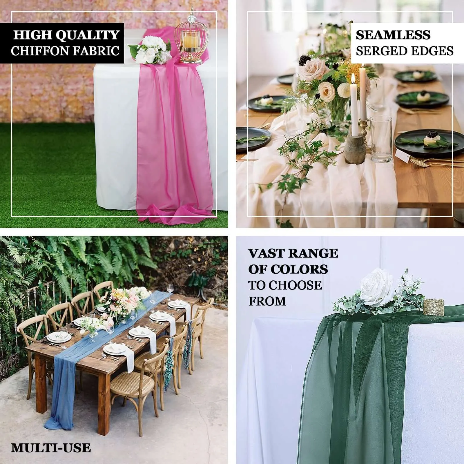 Premium Chiffon Table Runner 6ft Natural - Lightweight Table Linen