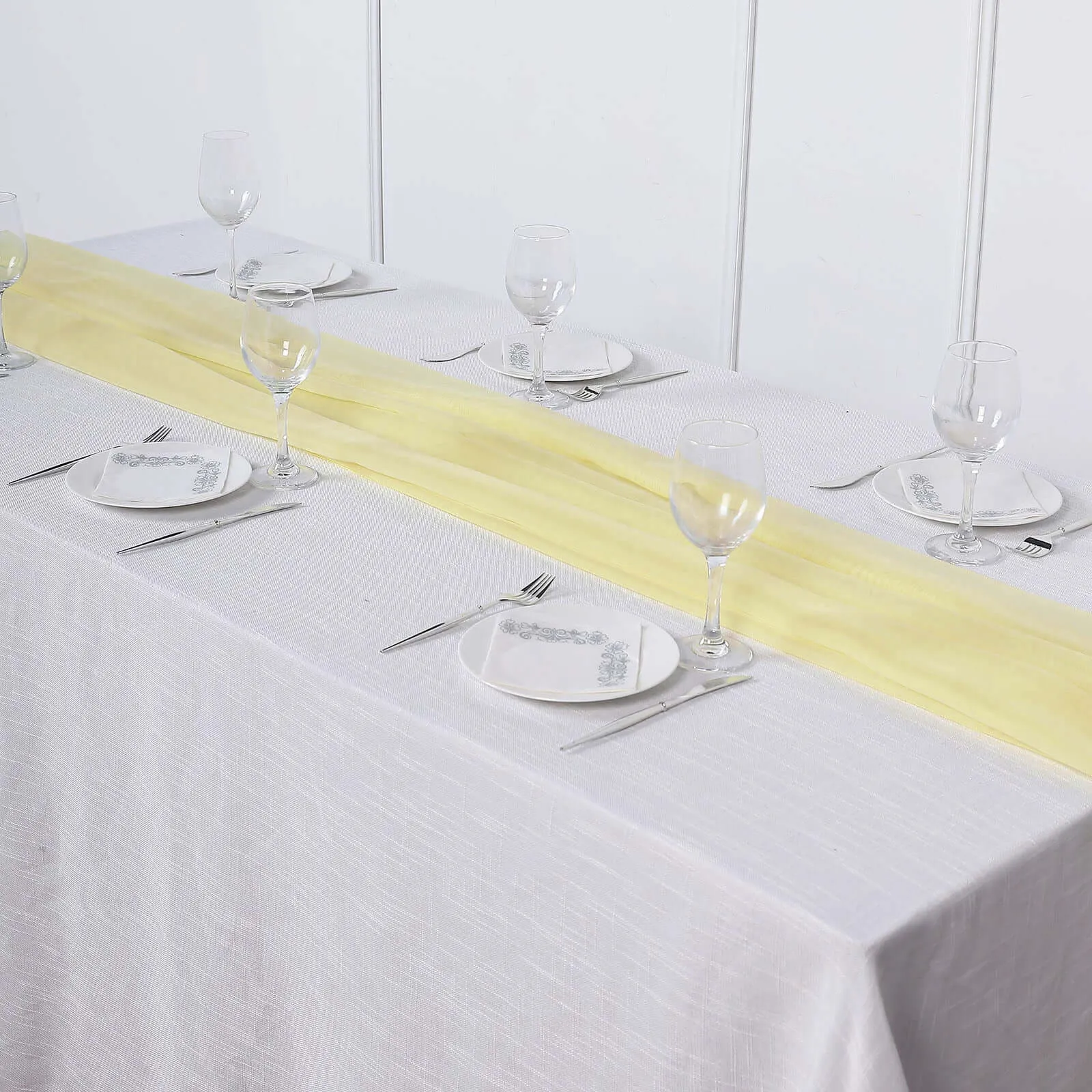 Premium Chiffon Table Runner 6ft Yellow - Lightweight Table Linen