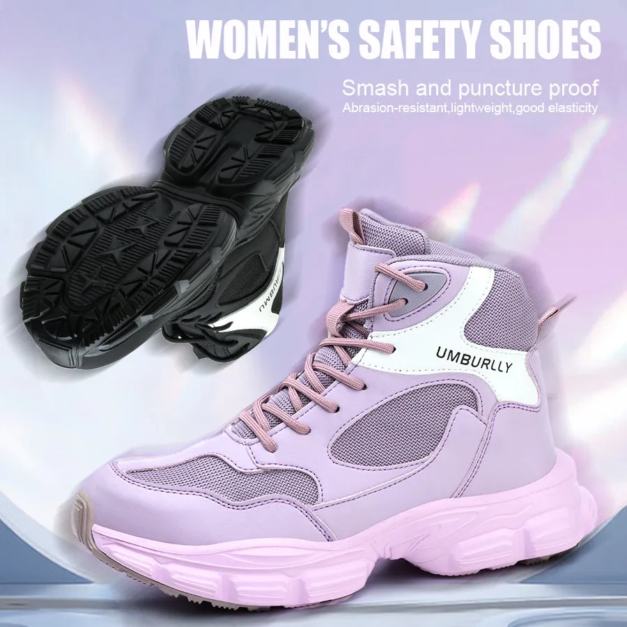 Purple Lightweight Steel Toe Winter Work Boots for Women Safety Shoes