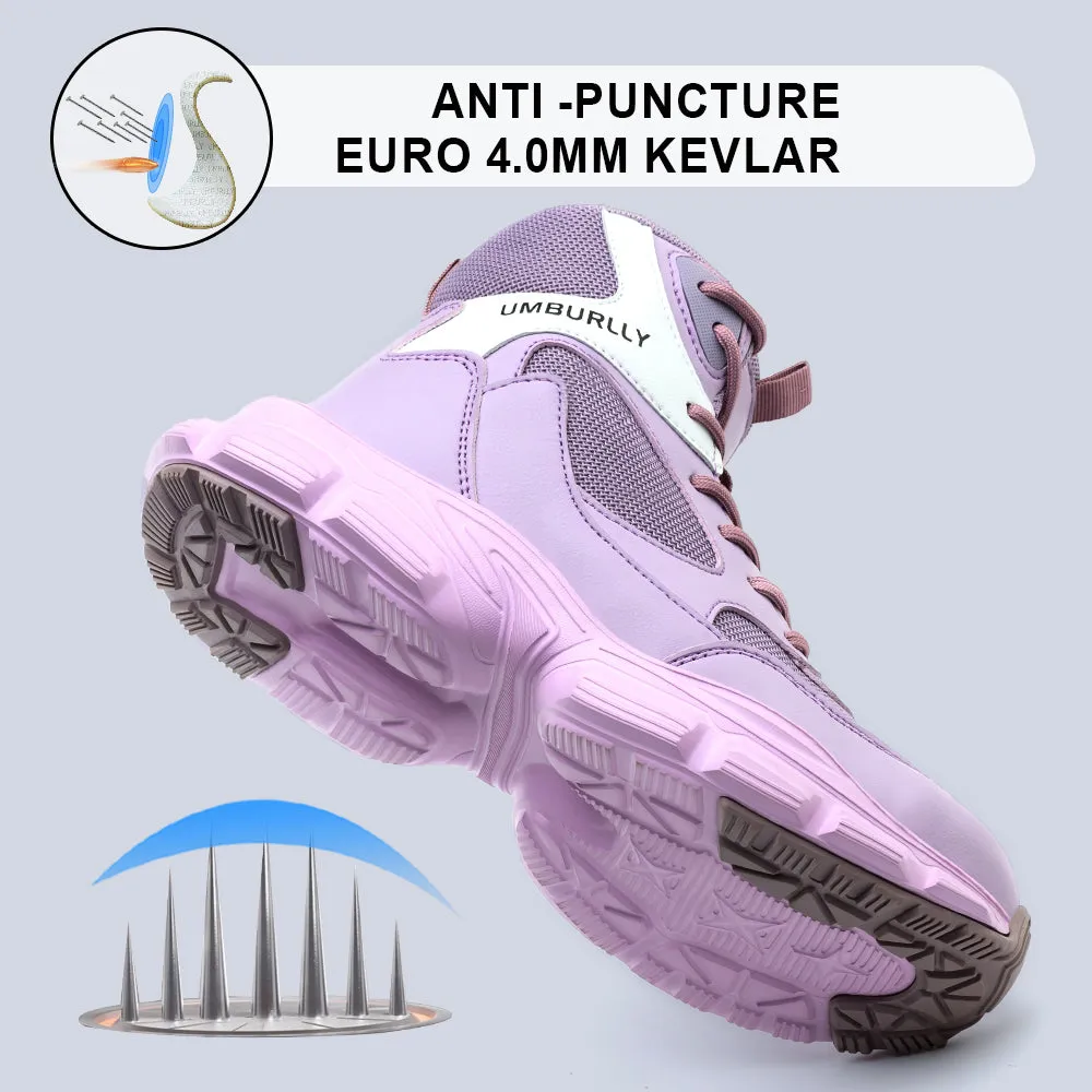 Purple Lightweight Steel Toe Winter Work Boots for Women Safety Shoes