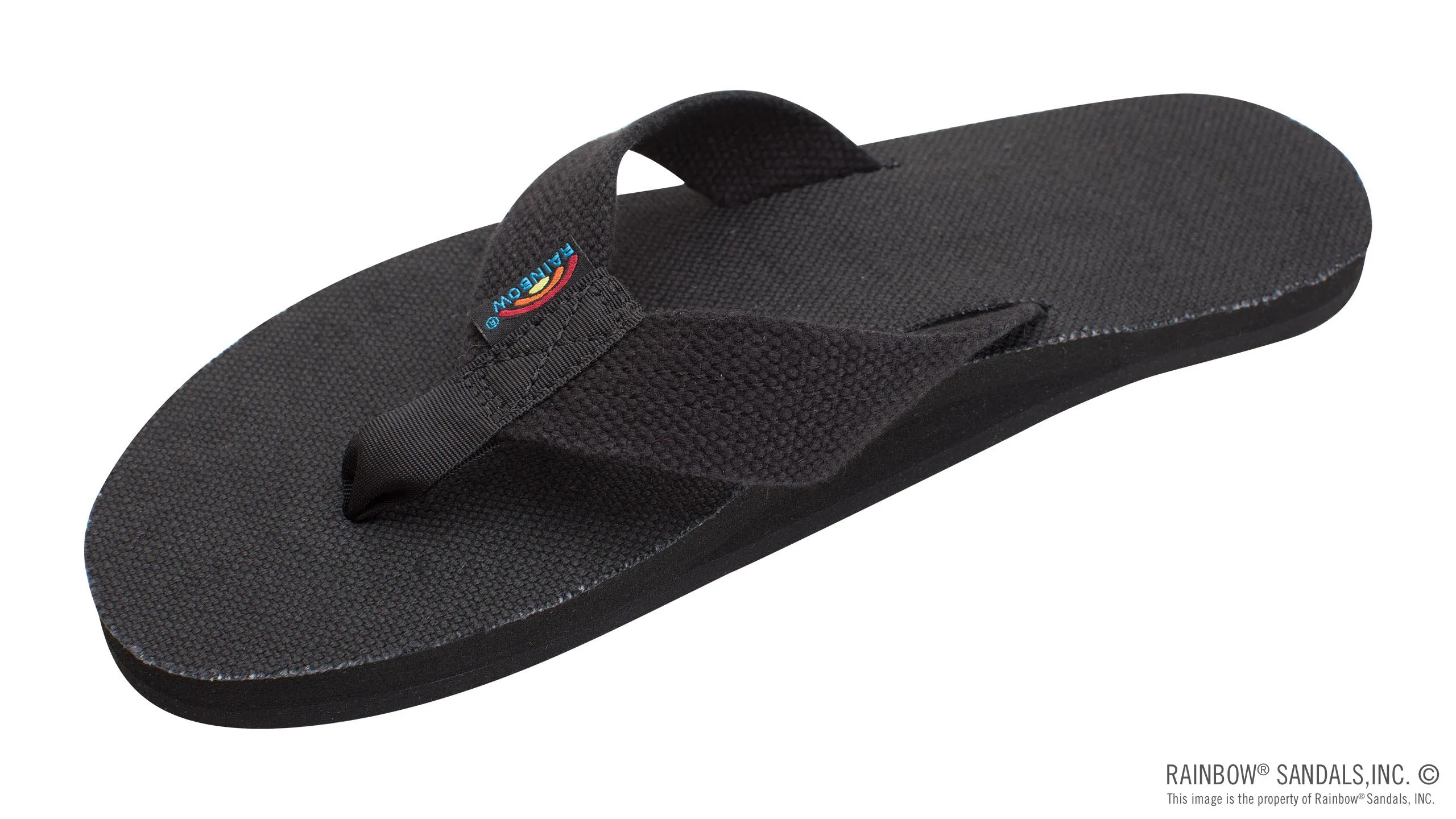 Rainbow Sandals Men's Single Layer Hemp - 1" Strap - Black