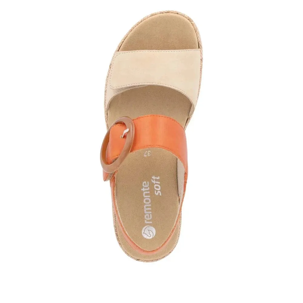 Remonte Women's Adjustable Sandals- Orange