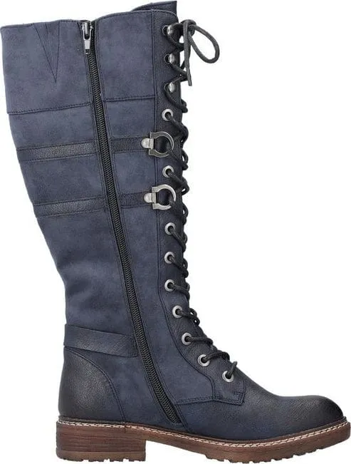 Rieker Women's Tall Lace & Zip Boots- Blue