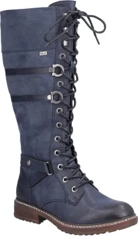 Rieker Women's Tall Lace & Zip Boots- Blue