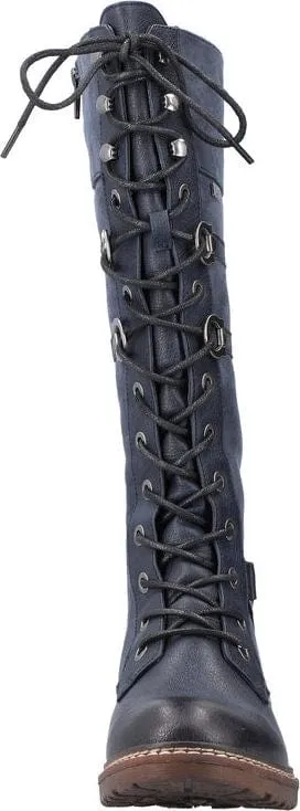 Rieker Women's Tall Lace & Zip Boots- Blue