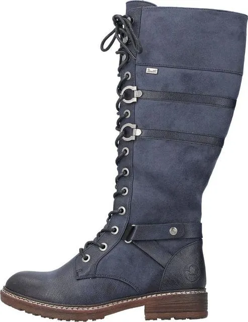 Rieker Women's Tall Lace & Zip Boots- Blue