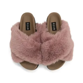 roam: cloud slippers-rose faux fur