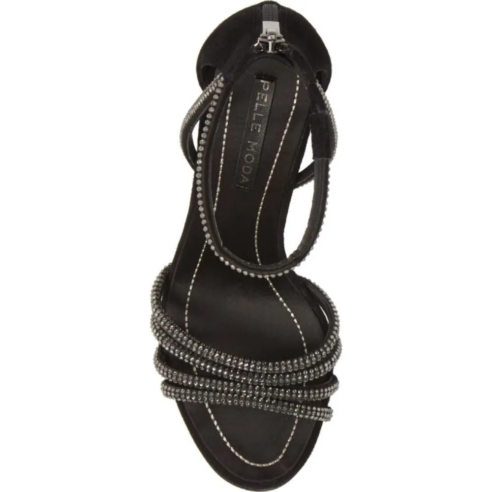 Roux Black Satin Kid Suede Pelle Moda Sandals