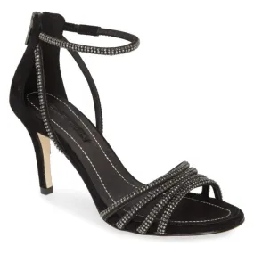Roux Black Satin Kid Suede Pelle Moda Sandals