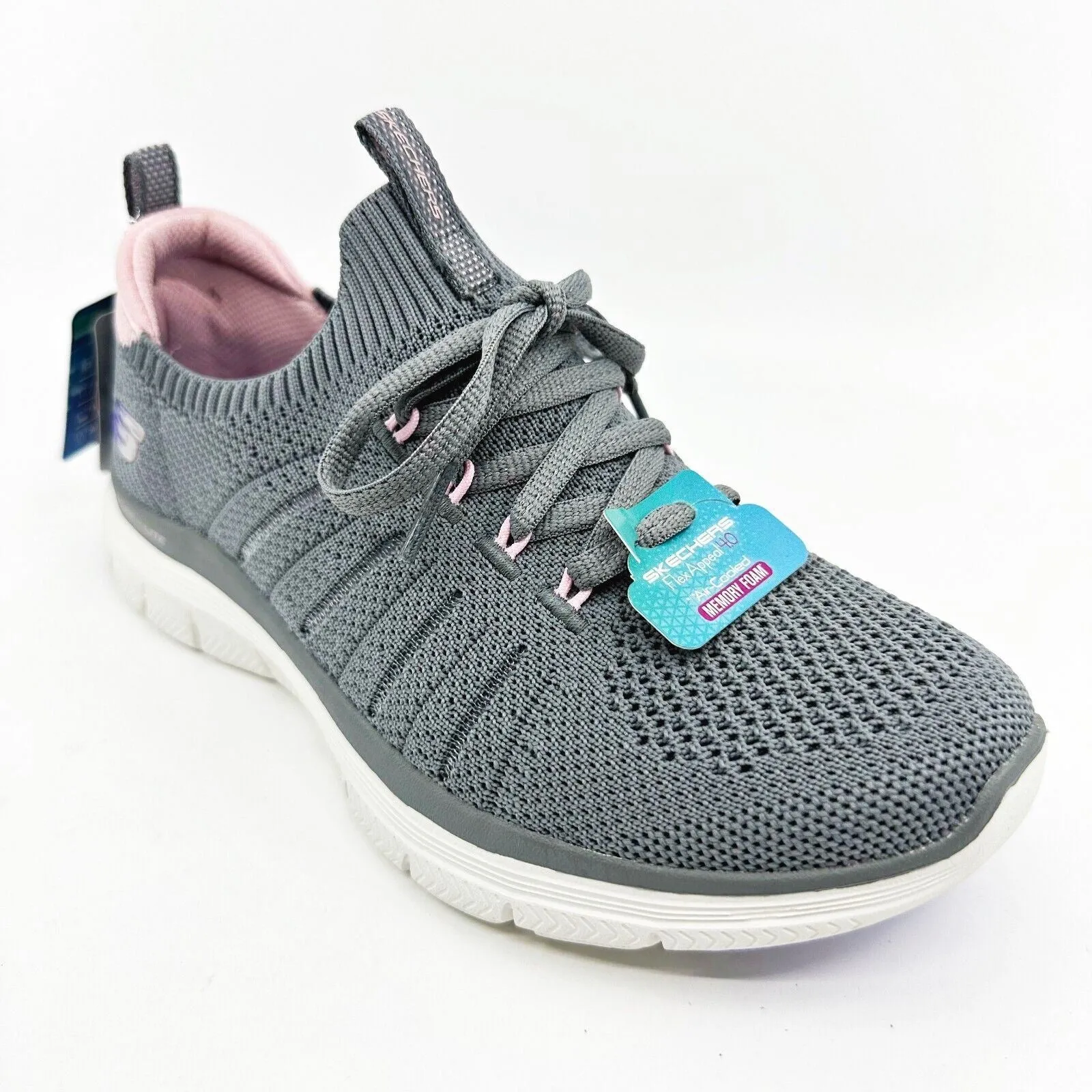 Skechers Flex Appeal 4.0 Victory Lap Charcoal Pink Womens Size 5 Sneakers