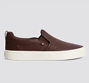 SLIP-ON ブラウン プレミアムレザー スニーカー ウィメンズ