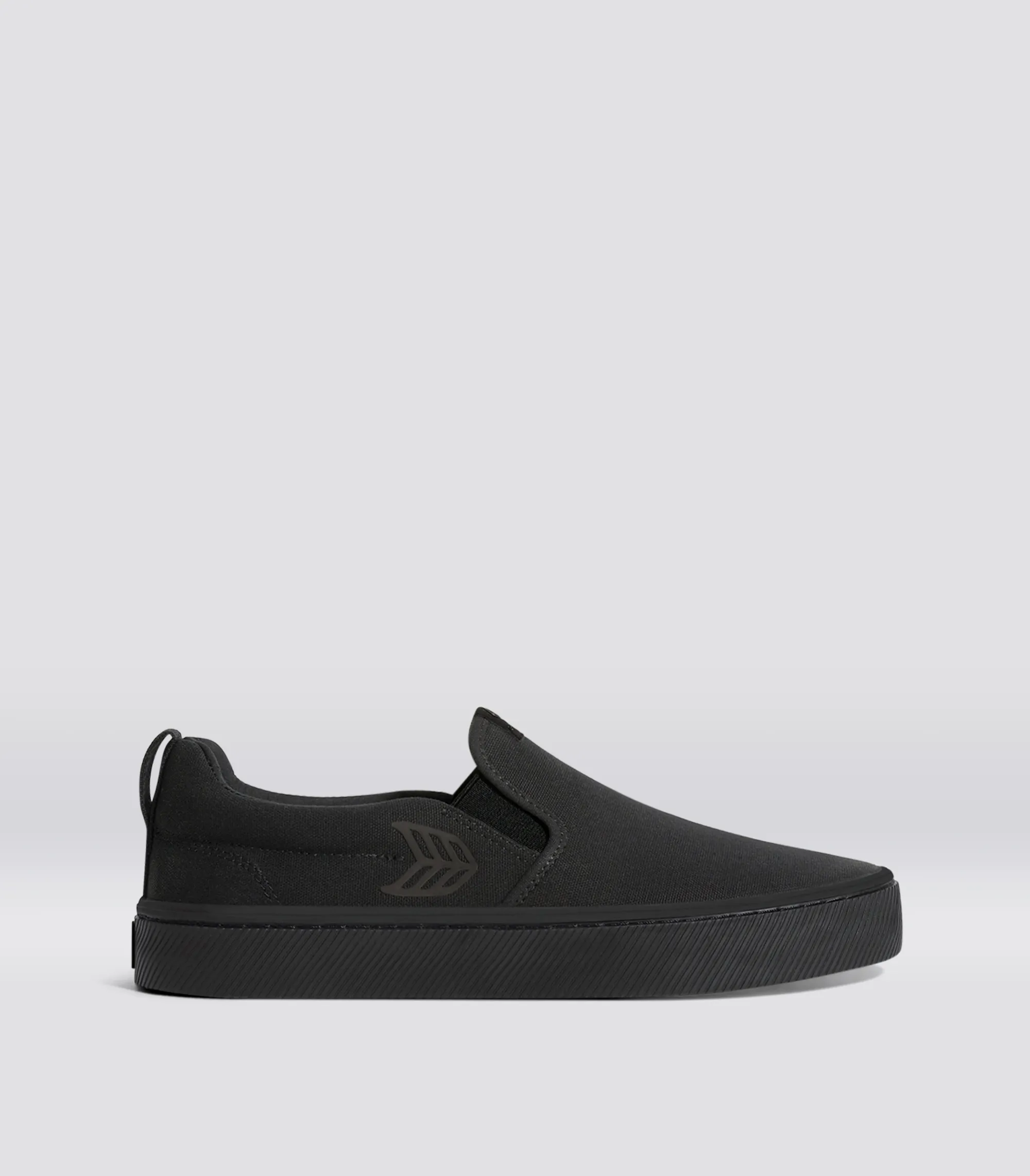 SLIP-ON All Black Canvas Ash Grey Logo Sneaker Women