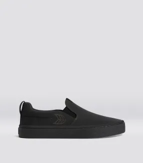 SLIP-ON All Black Canvas Ash Grey Logo Sneaker Women
