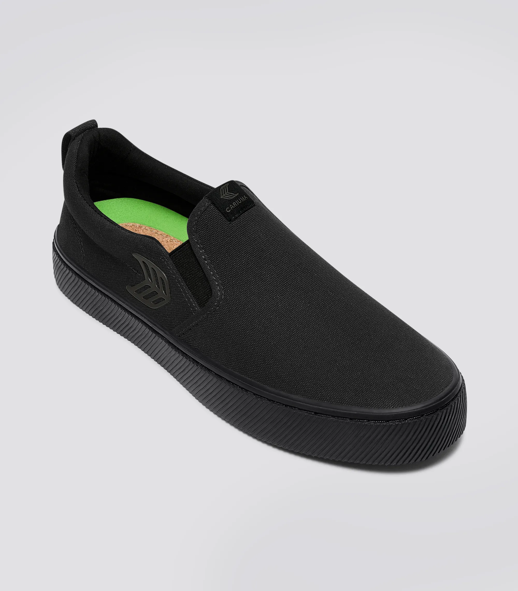 SLIP-ON All Black Canvas Ash Grey Logo Sneaker Women