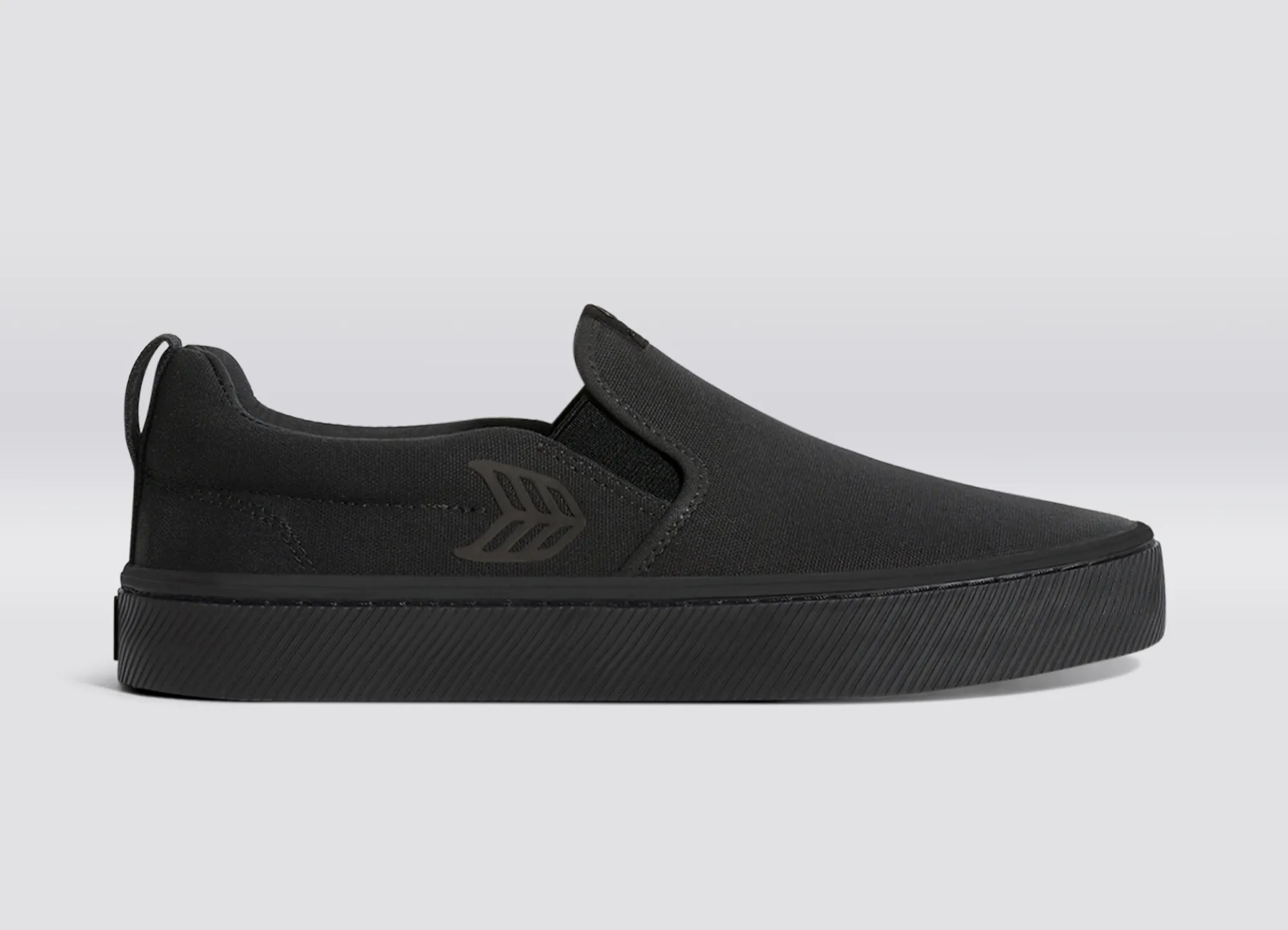 SLIP-ON All Black Canvas Ash Grey Logo Sneaker Women