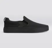 SLIP-ON All Black Canvas Ash Grey Logo Sneaker Women