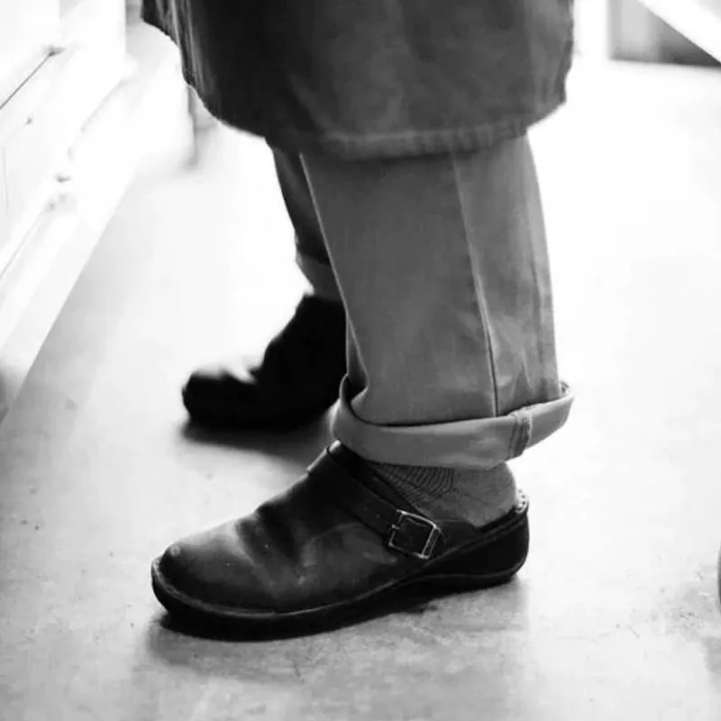 Soft leather slippers with ergonomic support and non-slip soles