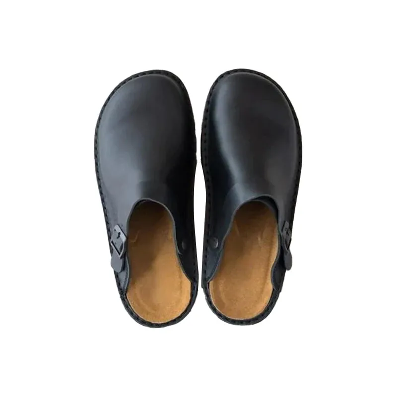 Soft leather slippers with ergonomic support and non-slip soles