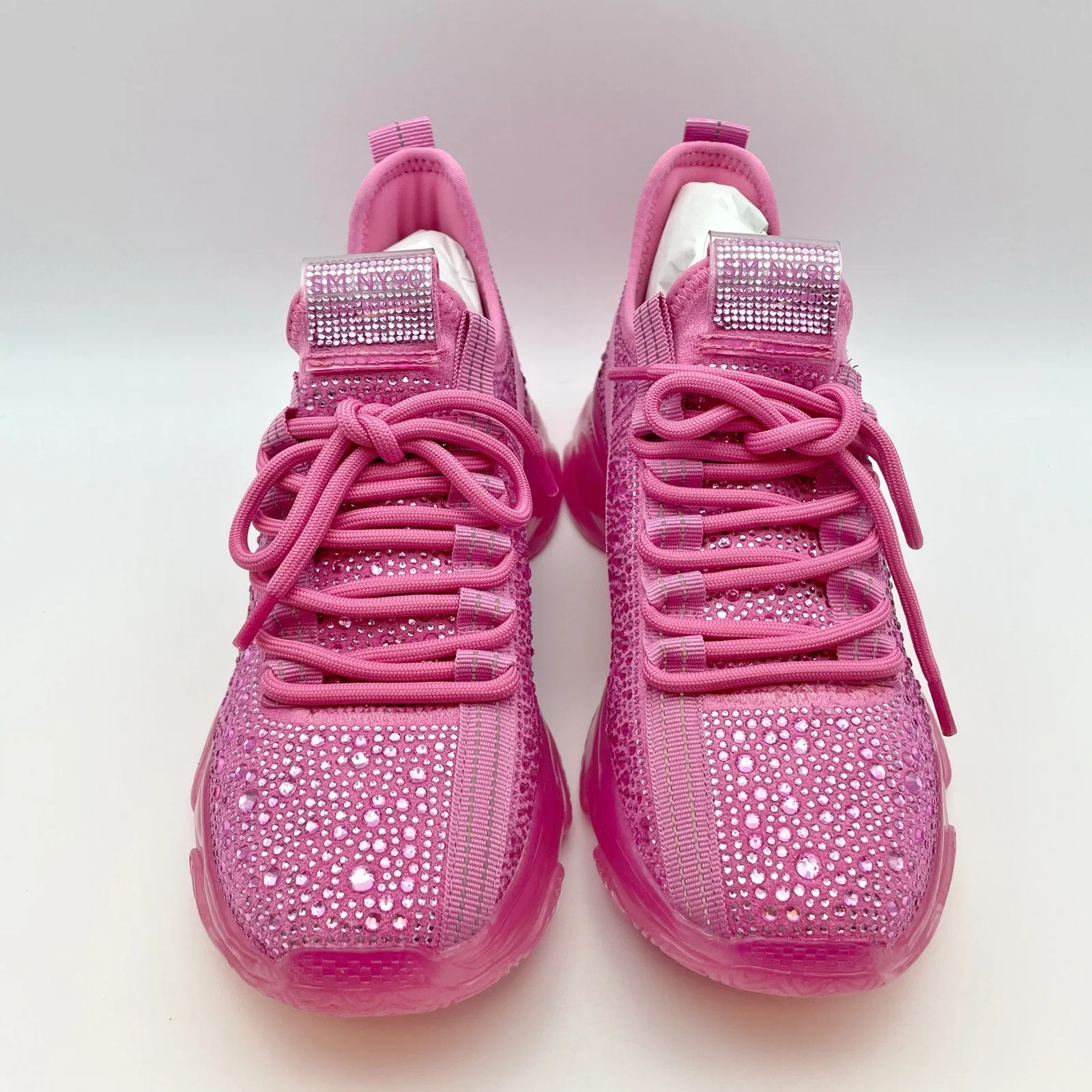 Steve Madden Women's Maxima-R Sneaker Size 7.5 Pink Rhinestone Embellished
