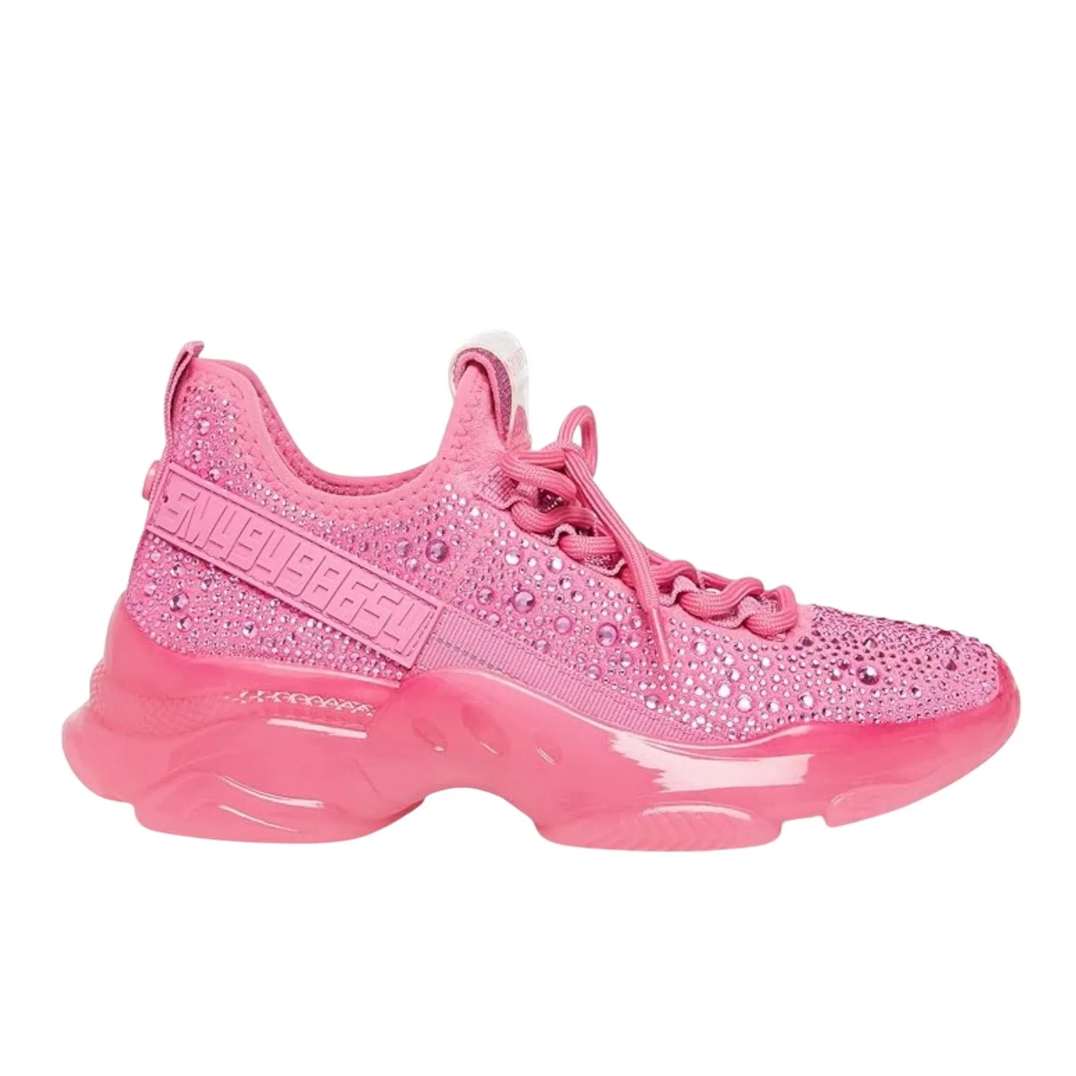 Steve Madden Women's Maxima-R Sneaker Size 7.5 Pink Rhinestone Embellished