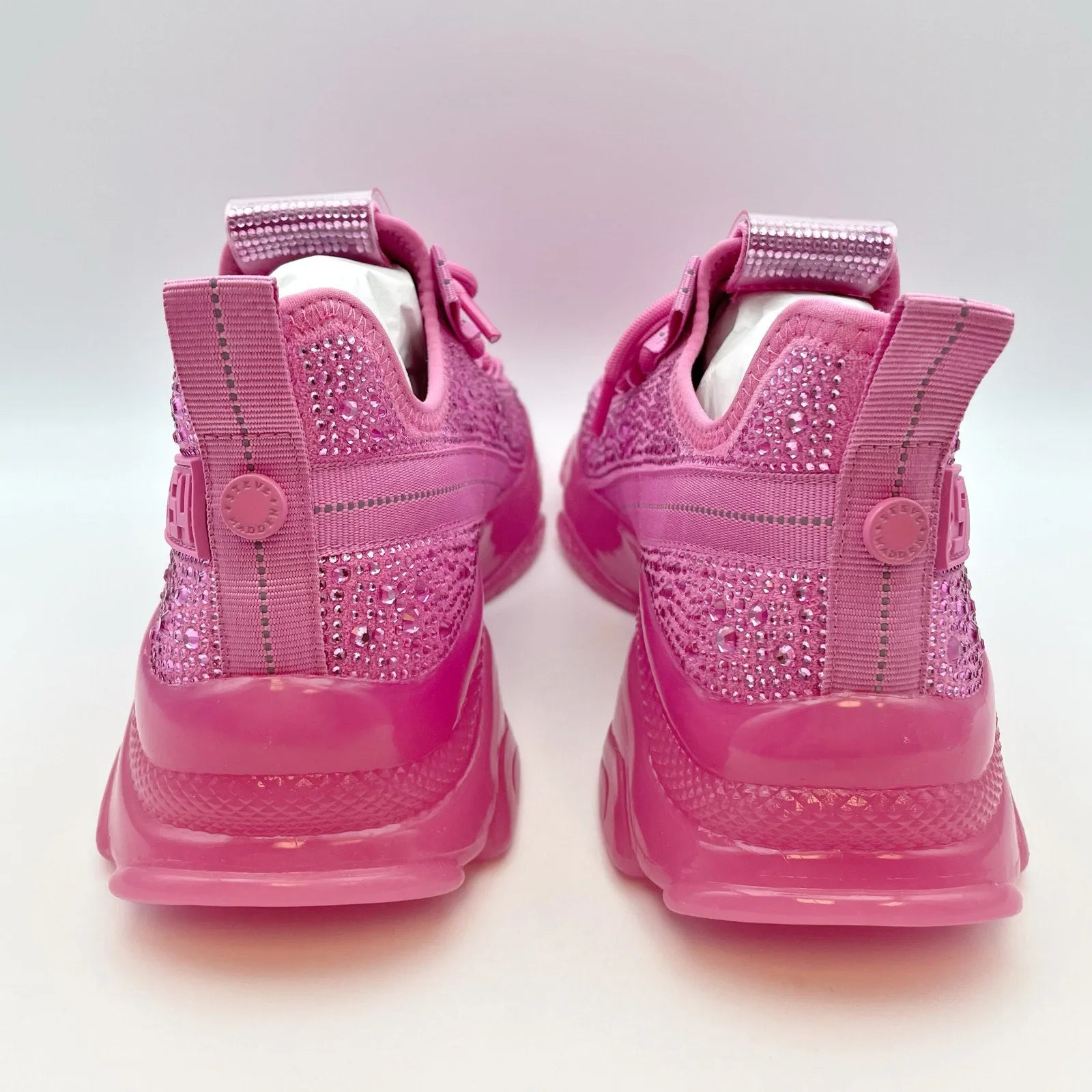 Steve Madden Women's Maxima-R Sneaker Size 7.5 Pink Rhinestone Embellished