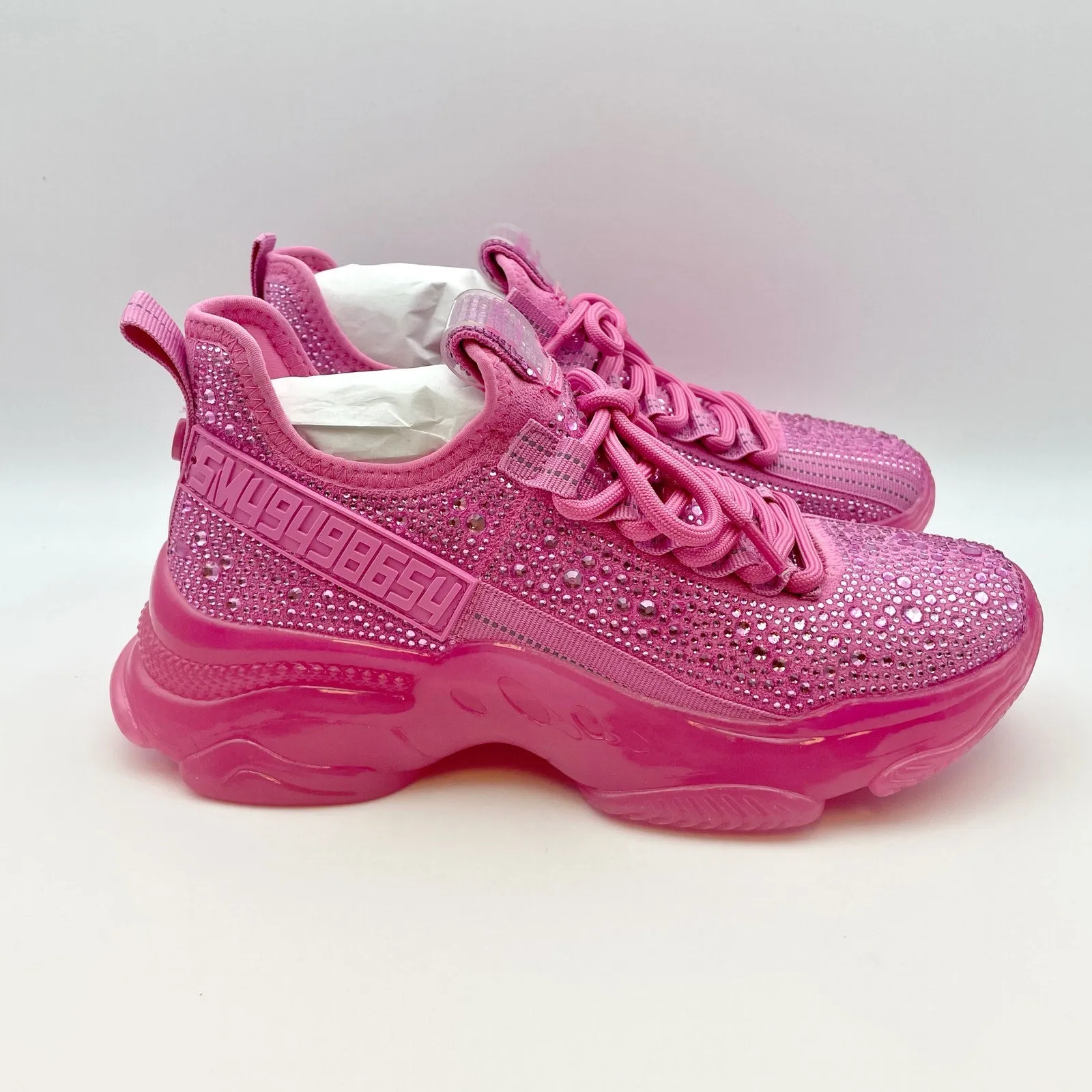 Steve Madden Women's Maxima-R Sneaker Size 7.5 Pink Rhinestone Embellished