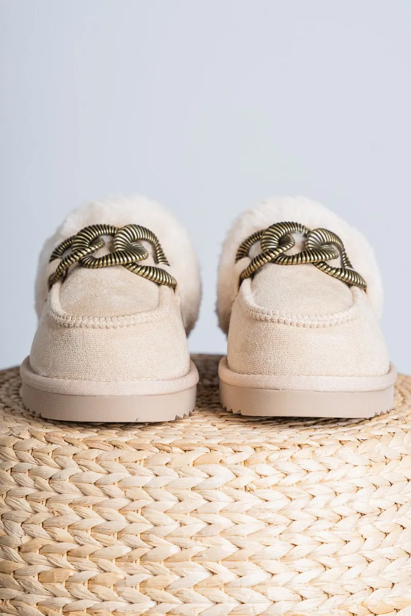 Taos fur lined slipper natural