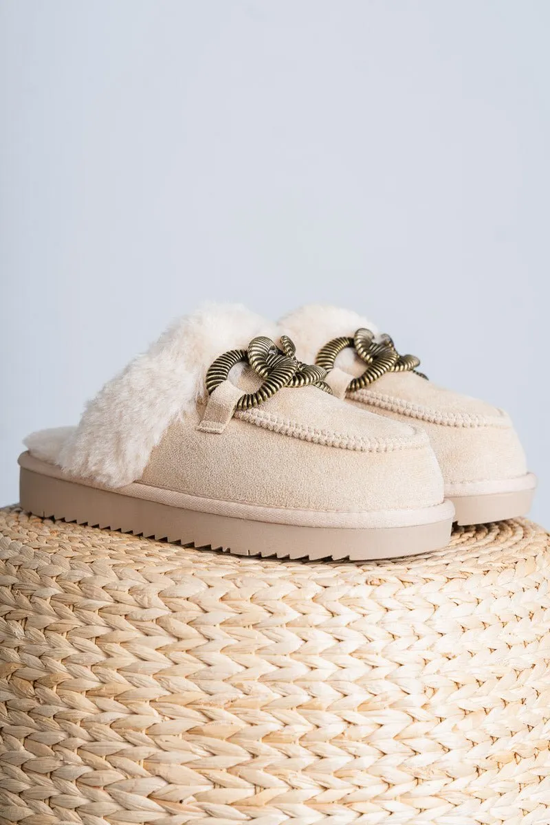 Taos fur lined slipper natural