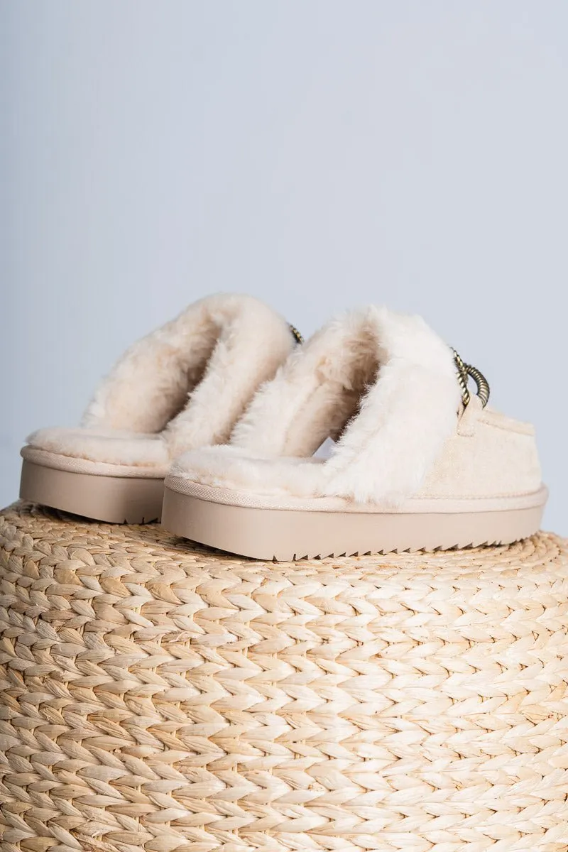 Taos fur lined slipper natural