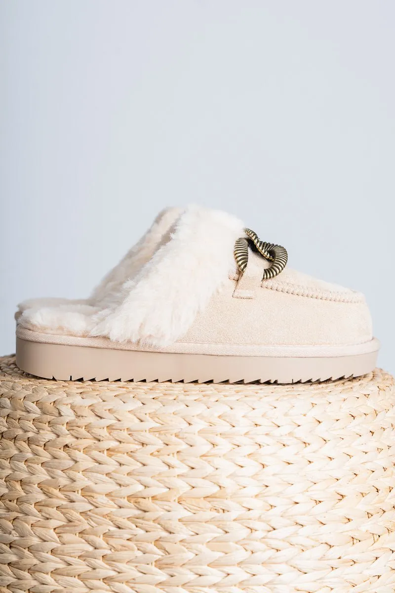 Taos fur lined slipper natural