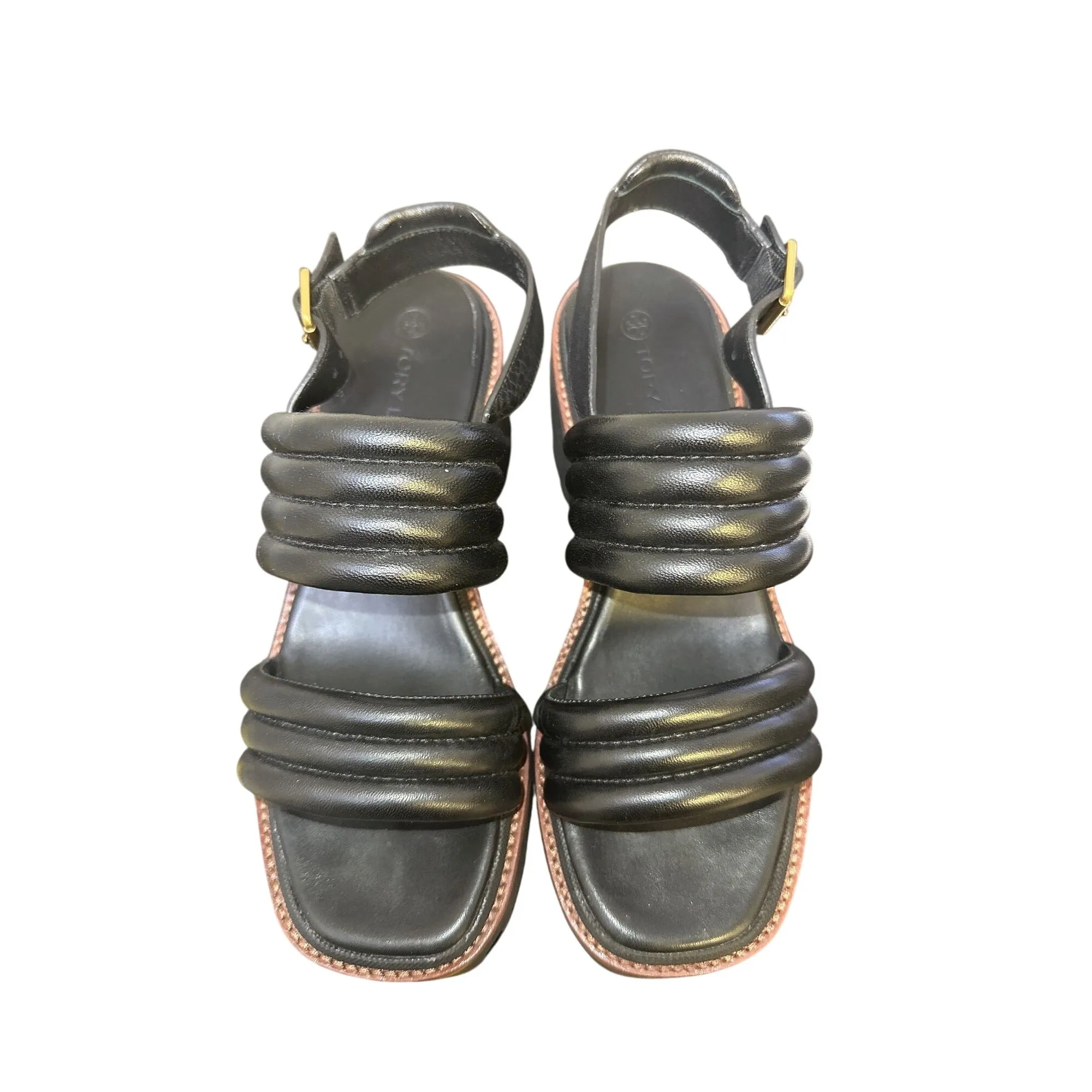 Tory Burch Black Chunky Platform Sandals w/Adjustable Ankle Buckle