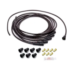 Vintage Wires Spiral Core 7.8 mm Spark Plug Wire Set - Lacquer Covered Cotton Braid - Black / Orange - Straight Boots - Socket Style - Universal 4001166100