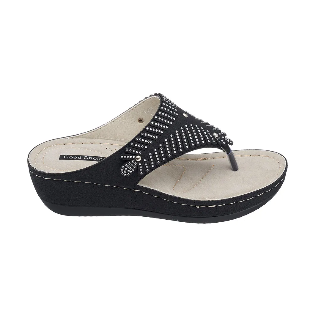 Virginia Black Wedge Sandal