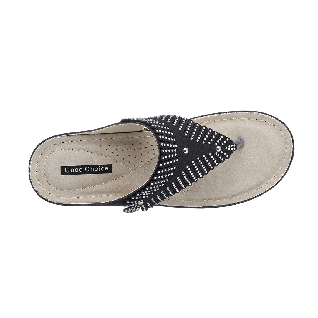 Virginia Black Wedge Sandal