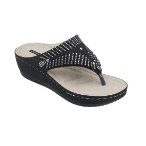 Virginia Black Wedge Sandal