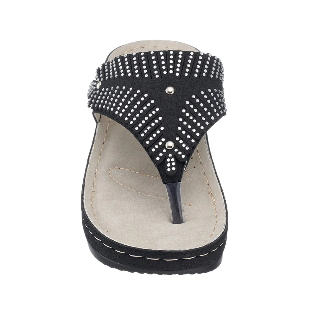 Virginia Black Wedge Sandal