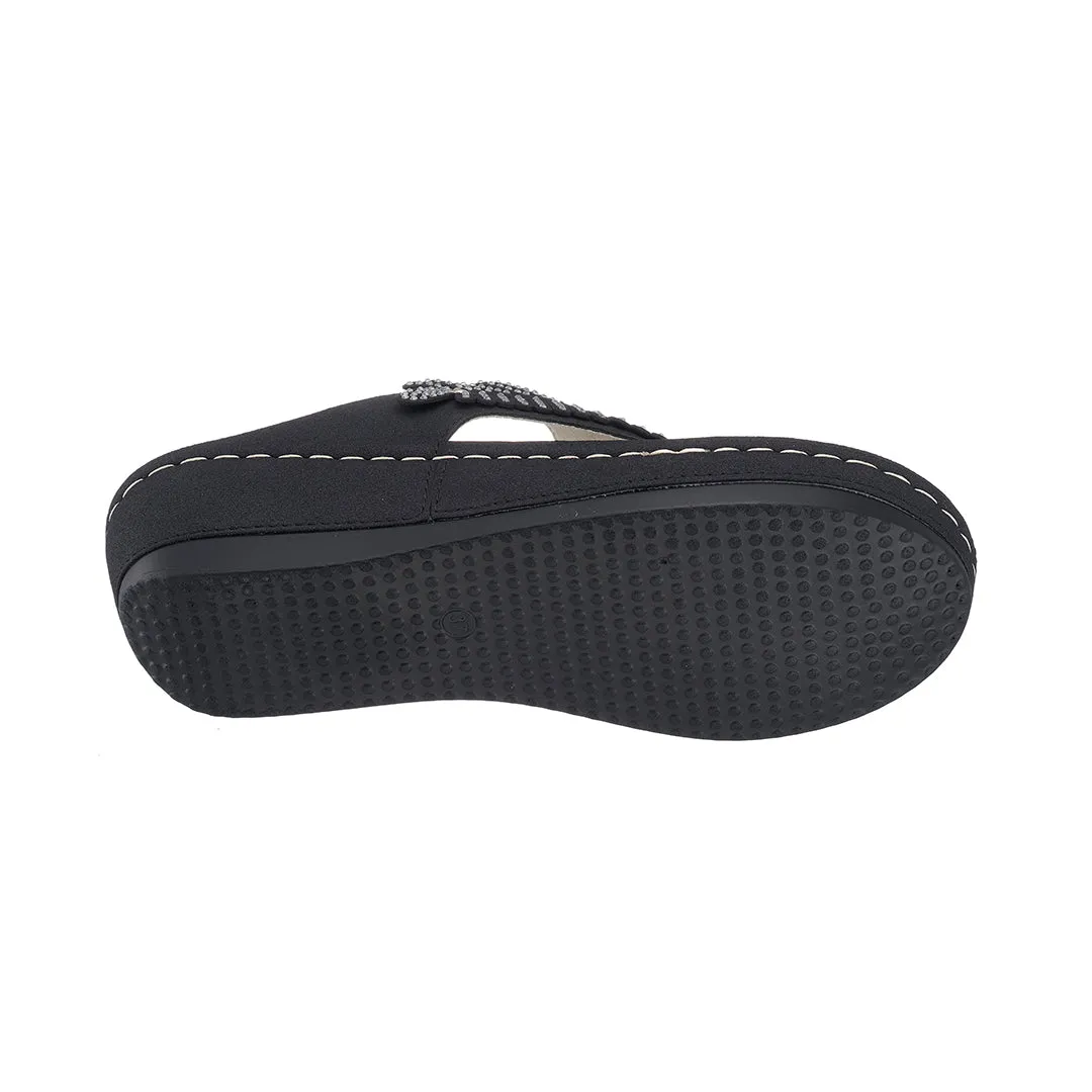 Virginia Black Wedge Sandal