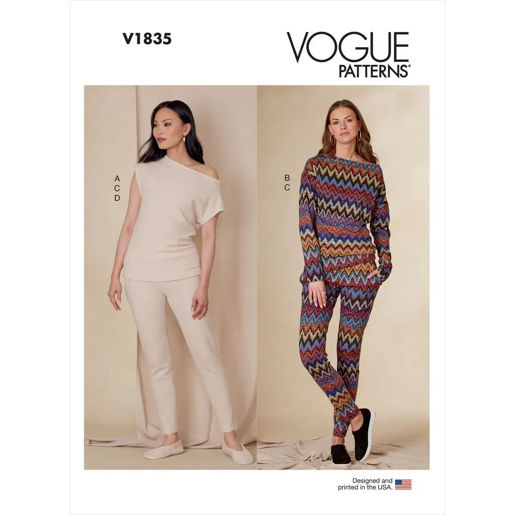 Vogue Pattern V1835 Misses' Tops, Pants and Slippers