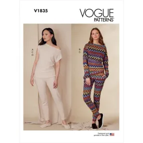 Vogue Pattern V1835 Misses' Tops, Pants and Slippers