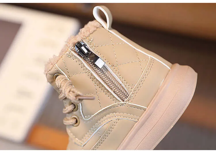 Winter Kids Leather Waterproof Snow Boots
