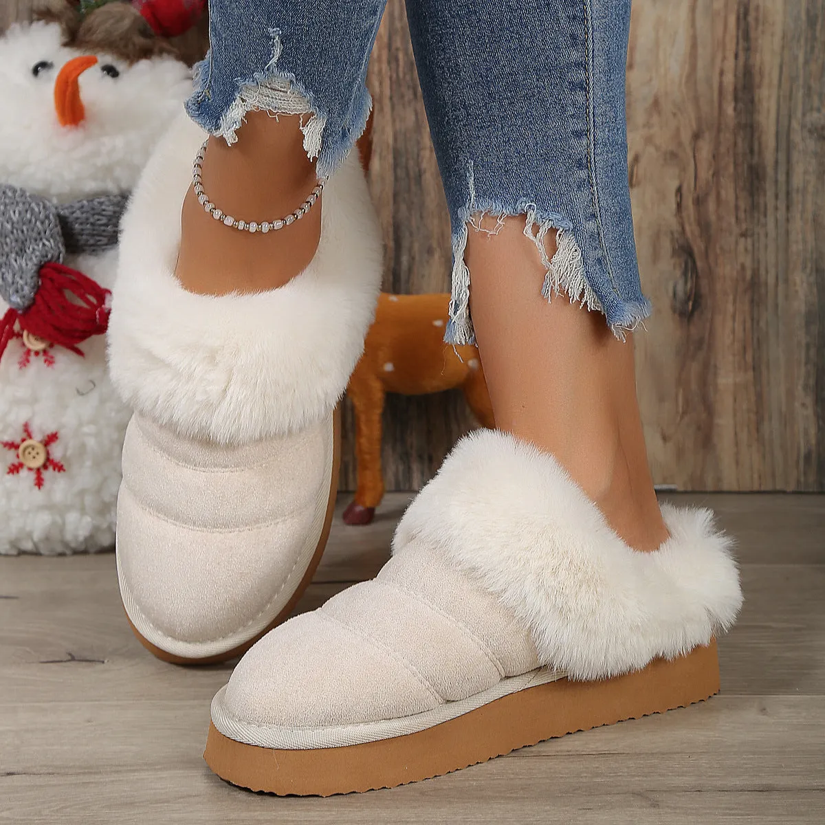 Women’s Fleece-Lined Platform Slippers