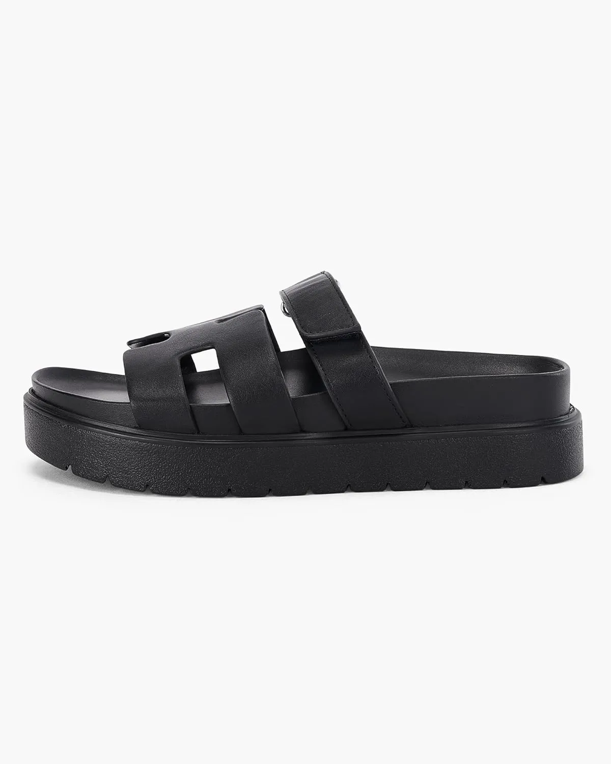 Women's Platform Slide Sandals Slip on Thick Sole Open Toe Non Slip Velcro Summer Flats Shoes